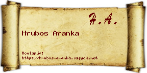 Hrubos Aranka névjegykártya